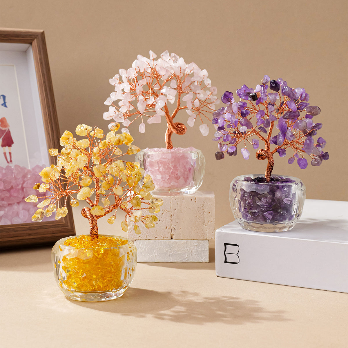 Tree with Gemstone Abundance Bowl for Home