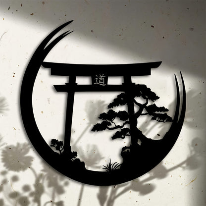 Japanese Bonsai Tree Torii Gate Wall Sculpture