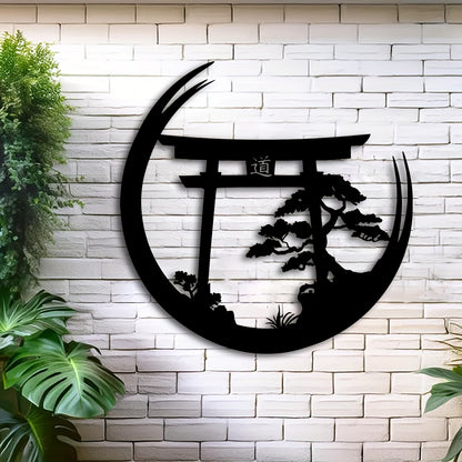 Japanese Bonsai Tree Torii Gate Wall Sculpture