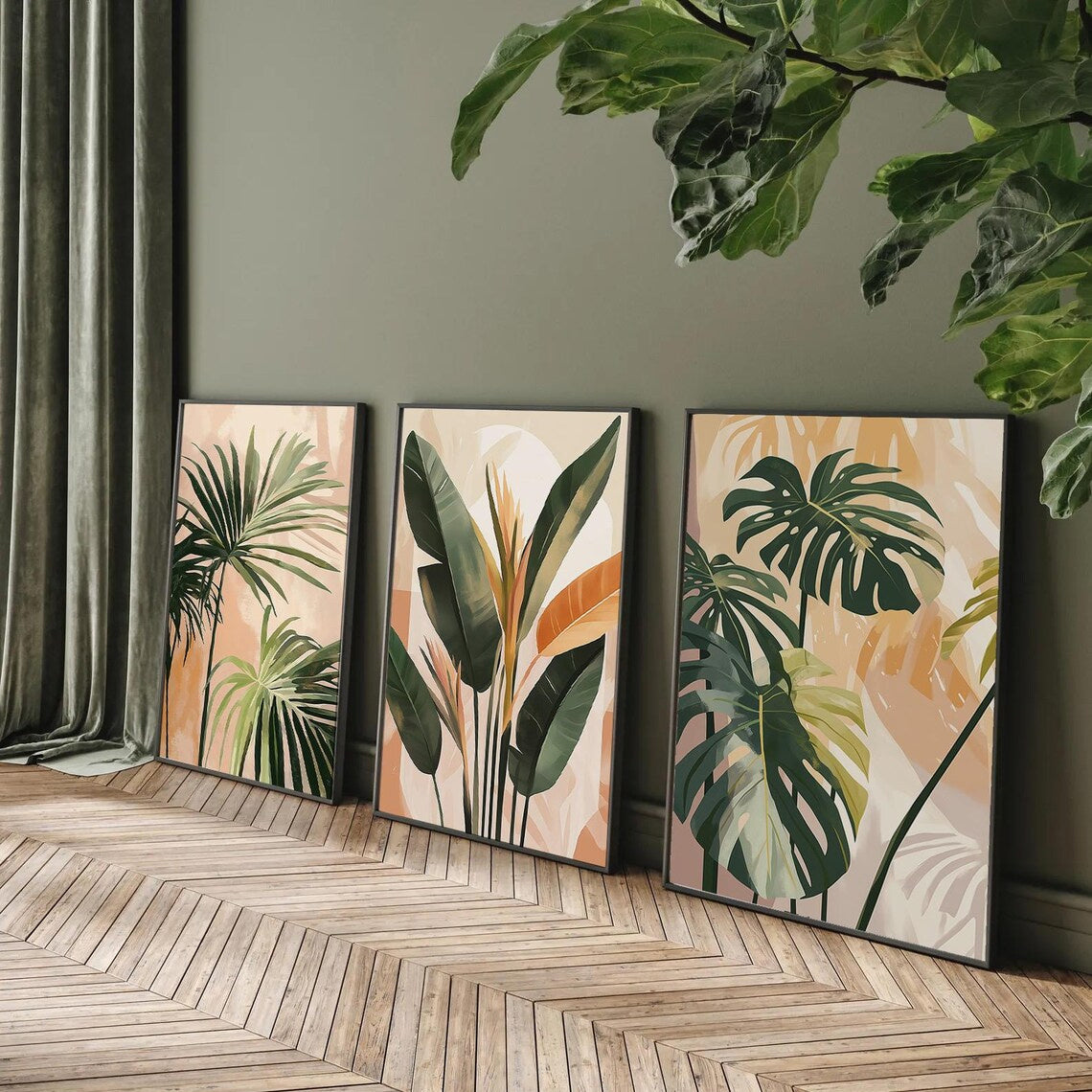 Palm Tree Watercolor Plant Canvas