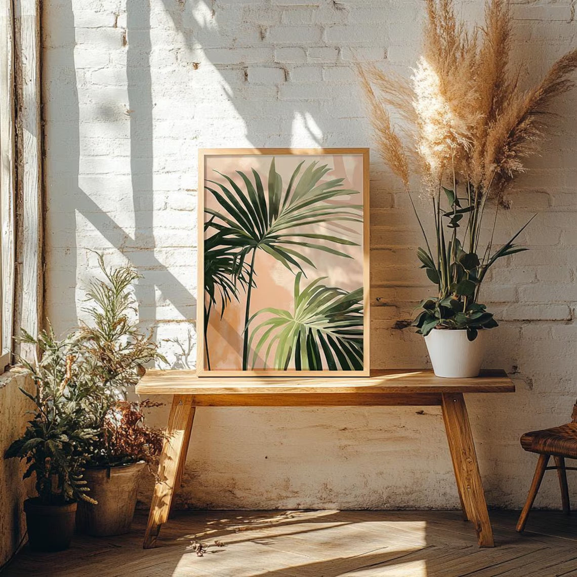 Palm Tree Watercolor Plant Canvas